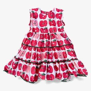 Pink Chicken Girls Peachy Apple Print Dress Size 5Y